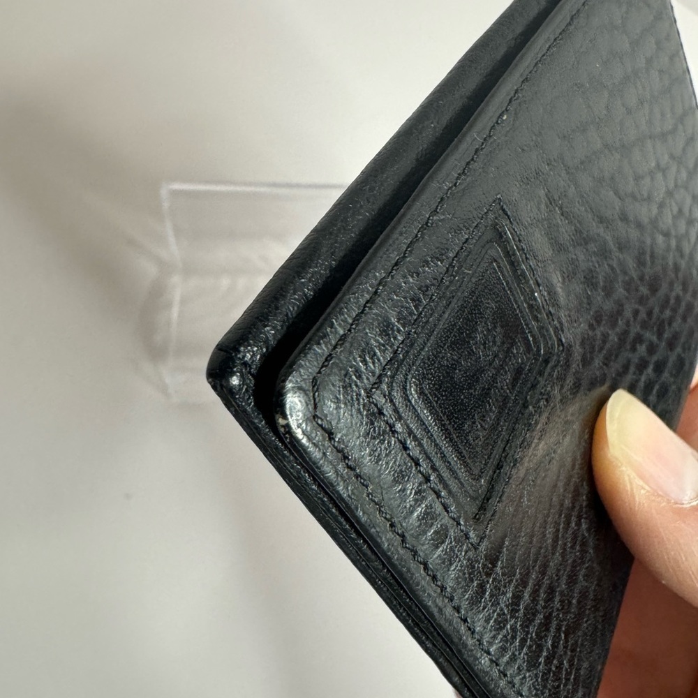 ๐#176 Burberrys Vintage Black Leather Bifold ID Card Holder Wallet - Picture 11 of 14